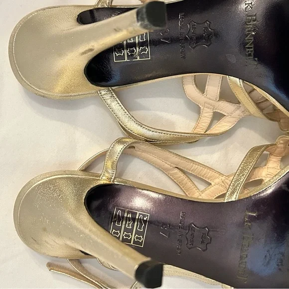 L.K. Bennett Gold Strappy Feria Heels Size‎ EU 37 - Picture 12 of 14